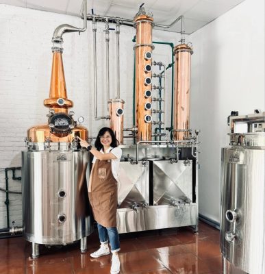 Mrs Phoebe is with Rượu Làng's distillery